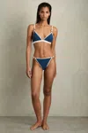 Reiss Blue/white Bianca Contrast-trim Triangle Bikini Top In Blue/white