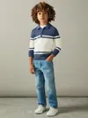 Reiss Blue/white Gallow 3-9 Yrs Half-zip Colour-block Polo Shirt