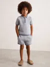 Reiss Blue/white Knitted Stripe Half Zip Polo Shirt In Multi