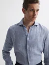 Reiss Ruban Slim Fit Linen Puppytooth Shirt