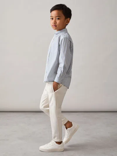 Reiss Blue/white Oversize Cotton-poplin Striped Shirt