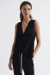 Reiss Taylor V-neck Shell Blouse In Black