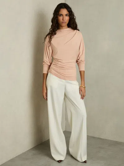 Reiss Blush Draped Jersey Long-sleeve Top