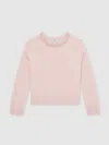 Reiss Blush Elizabeth Wool-blend Crystal-neckline Jumper With Cashmere In Pink
