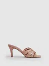 Reiss Blush Leather Knot Detail Mules In Pink