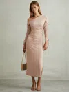 Reiss Blush Cyra One-shoulder Ruched-jersey Midi Dress