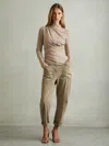 Reiss Blush Ruched Long Sleeve Top In Neutral
