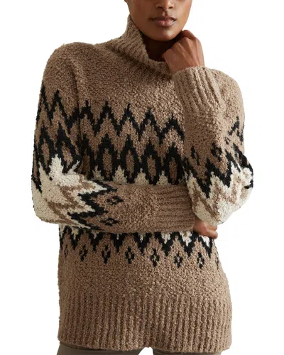 Reiss Bobbi Chunky Fairisle Wool-blend Jumper In Brown