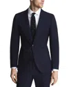 Reiss Chocolate Brown Single-breasted Wool Blend Blazer Slim Fit In Blue