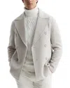 Reiss Oatmeal Bolzano Wool Blend Double Breasted Coat In Gray