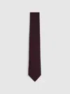 Reiss Bordeaux Baratti Plain Woven Tie With Silk And Wool