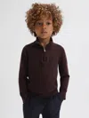 Reiss Bordeaux Blackhall 3-9 Yrs Quarter Zip Merino Wool Jumper