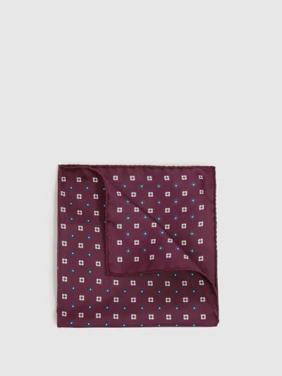 Reiss Bordeaux Cassiano Silk Paisley Print Pocket Square