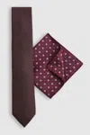 Reiss Bordeaux Ceremony Gift Set Tie And Pocket Square Gift Set