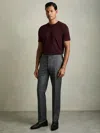 Reiss Bordeaux Cotton Crew Neck T-shirt In Burgundy
