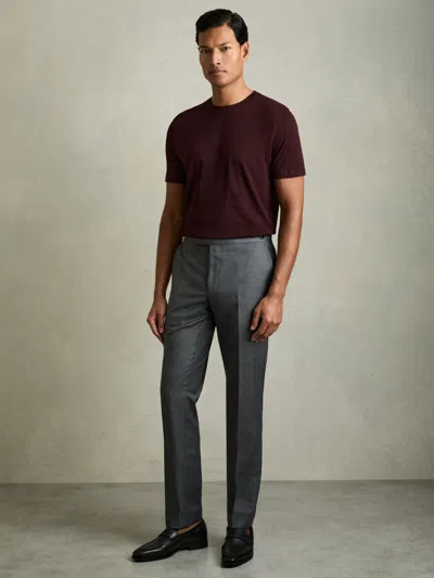 Reiss Bordeaux Cotton Crew Neck T-shirt In Burgundy