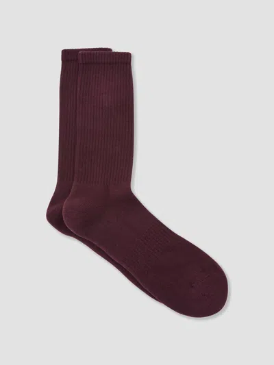 Reiss Bordeaux Cotton-blend Ribbed Socks In Burgundy