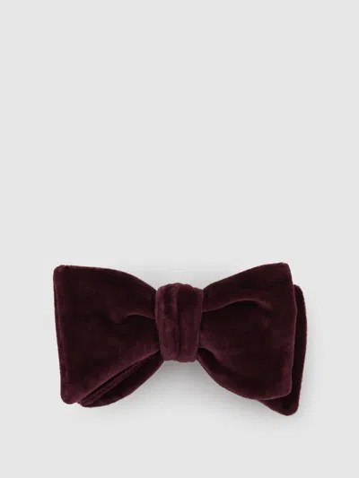 Reiss Bordeaux Hike Velvet Bow Tie In Purple