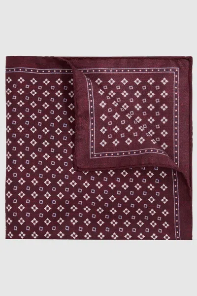 Reiss Bordeaux Reversible Silk Pocket Square