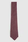Reiss Bordeaux Silk Floral Print Medallion Tie
