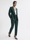Reiss Bottle Green Slim Petite Slim Fit Wool Blend Mid Rise Suit Trousers In Green