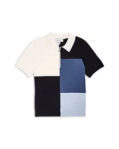 Reiss Boys' Color Block Knit Polo Shirt - Little Kid In Blue