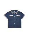 Reiss Boys' Coulson Crochet Button Down Shirt - Little Kid In Airforce Blue