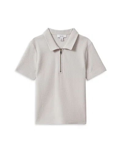 Reiss Boys' Felix Jr Zip Polo Shirt - Big Kid In Silver