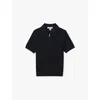 Reiss Boys Navy Kids Ivor Zip-neck Short-sleeve Cotton-blend Polo 3-13 Years 10-11