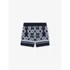 Reiss Boys Navy Multi Kids Jack Abstract-print Elasticated-waist Knitted Shorts 4-13 Years