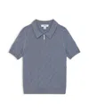 Reiss Boys' Short Sleeved 1/4 Zip Sheen Textured Polo - Little Kid, Big Kid In Gray