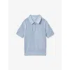 Reiss Boys Soft Blue Kids Burnham Half-zip Short-sleeve Knitted Polo 3-13 Years