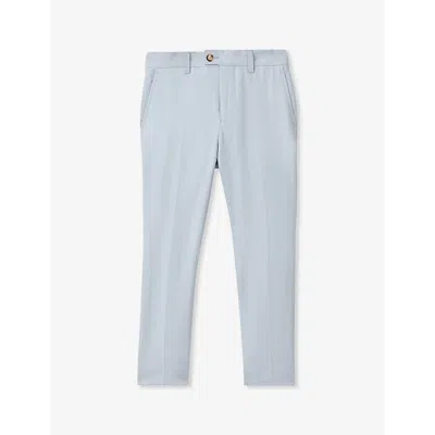 Reiss Boys Soft Blue Kids Kin Slim-fit Adjustable Linen Trousers 3-9 Years