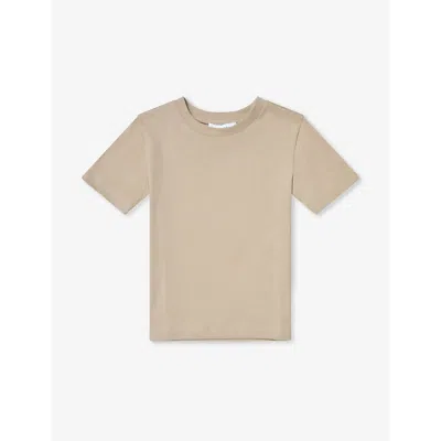 Reiss Boys Stone Kids Bless Crewneck Cotton-jersey T-shirt 3-14 Years In Neutral