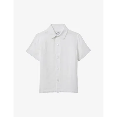 Reiss Boys White Kids Holiday Short-sleeve Linen Shirt 3-14 Years 9-10