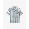 Reiss Boys' Rava Jr Regular Fit Button Down Camp Shirt - Little Kid In White/blue