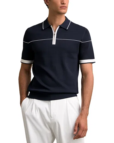 Reiss Bradford Quarter Zip Polo Shirt In Blue