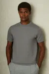 Reiss Flint Grey Bradley Interlock Jersey Crew Neck T-shirt