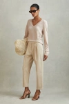 Reiss Stone Brady Jersey V-neck Top In Stone