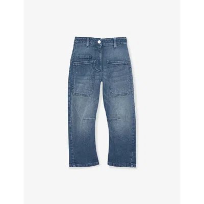 Reiss Kids' Brady Barrel-leg Patch-pocket Denim Jeans 9-13 Years Blu In Blue