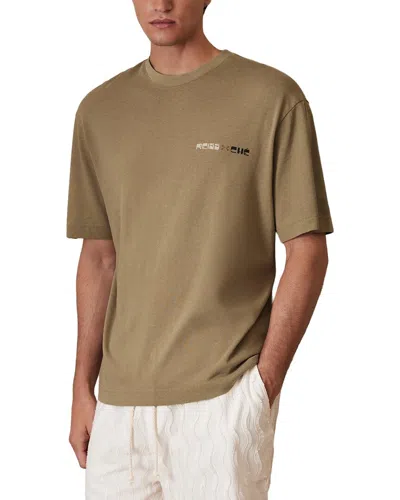 Reiss Brava Washed Sunset Linen-blend T-shirt In Brown