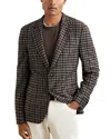 Reiss Brazati Dogtooth Check Tailored Fit Blazer In Gray