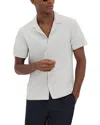 Reiss Light Grey Jacquard Cuban Collar Shirt In White