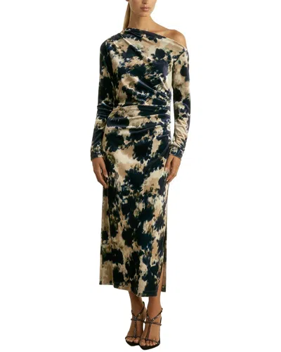 Reiss Briana Velvet Printed Midi Dress In Blue