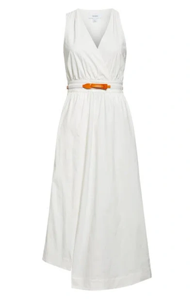 Reiss Brianne Belted Cotton Blend Dress In Ivory