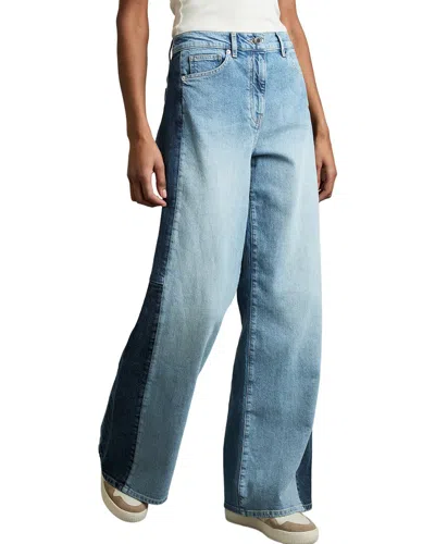 Reiss Briar Contrast Panel Wide Leg Jean In Blue