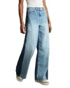 Reiss Petites Briar Contrast Panel High Rise Wide Leg Jeans In Light Blue In Light Blue