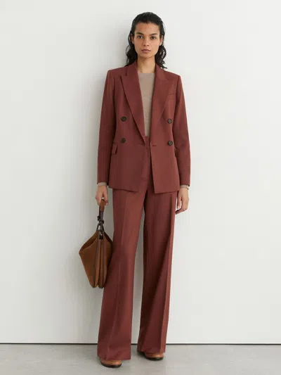 Reiss Brick Red Petite Wool-blend Double-breasted Suit Blazer