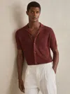 Reiss Brick Red Royce Pointelle Button-through Shirt
