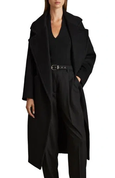 Reiss Bridget Belted Wool Blend Coat In Black